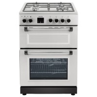 electriQ 60cm Double Oven Dual Fuel Cooker - Silver