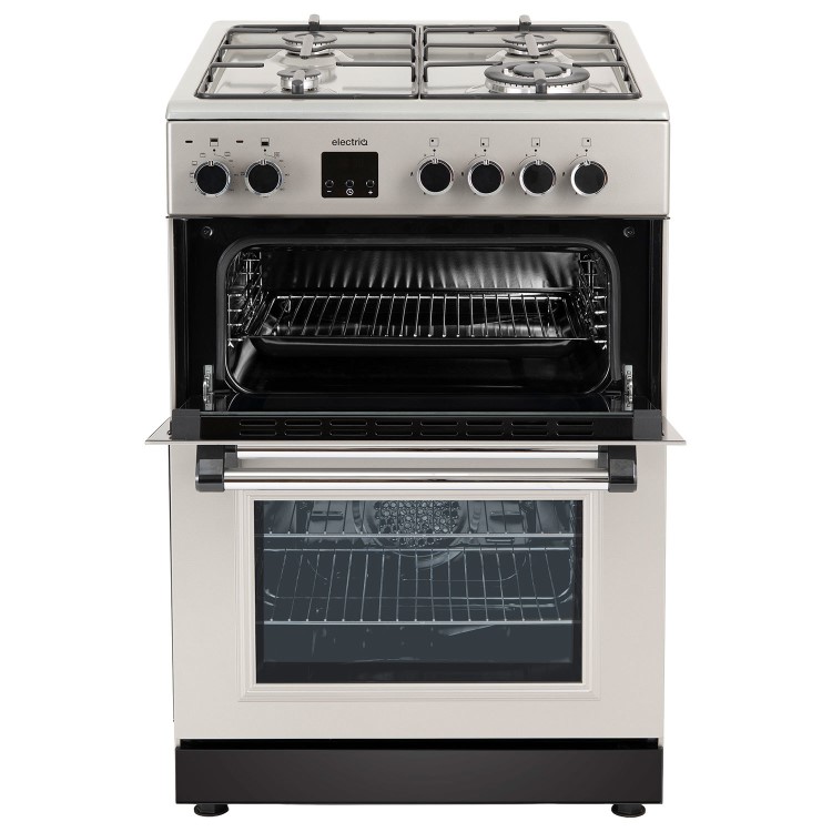 Refurbished 60cm Double Oven Dual Fuel Cooker - Silver