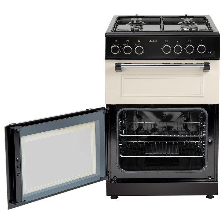 Refurbished electriQ 60cm Twin Cavity Gas Cooker - Cream