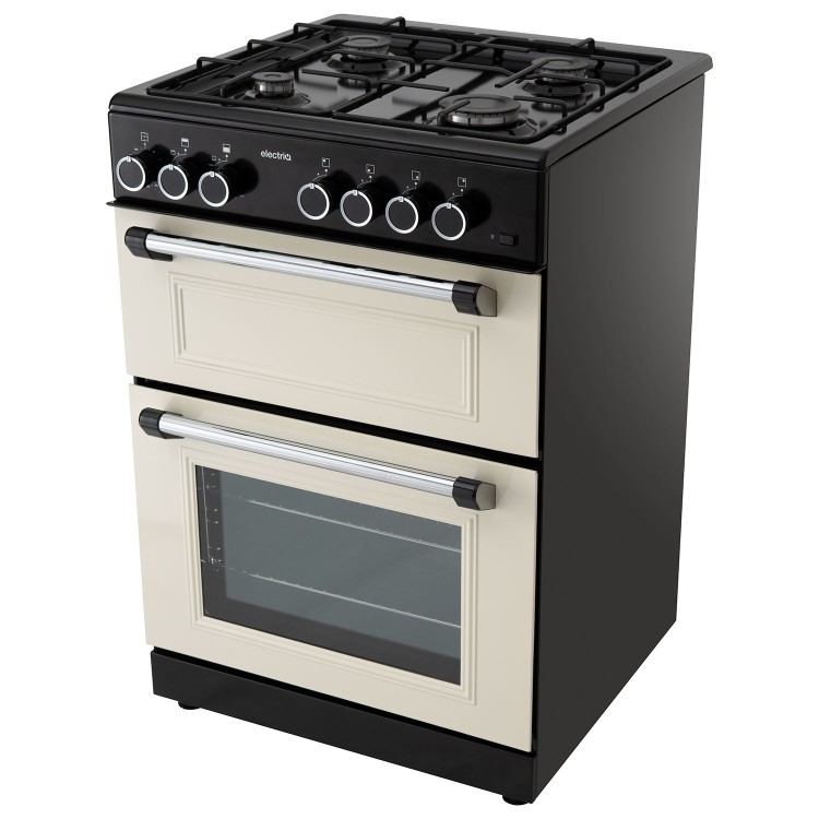 Refurbished electriQ 60cm Twin Cavity Gas Cooker - Cream
