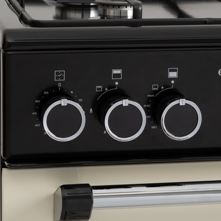 Refurbished electriQ 60cm Twin Cavity Gas Cooker - Cream