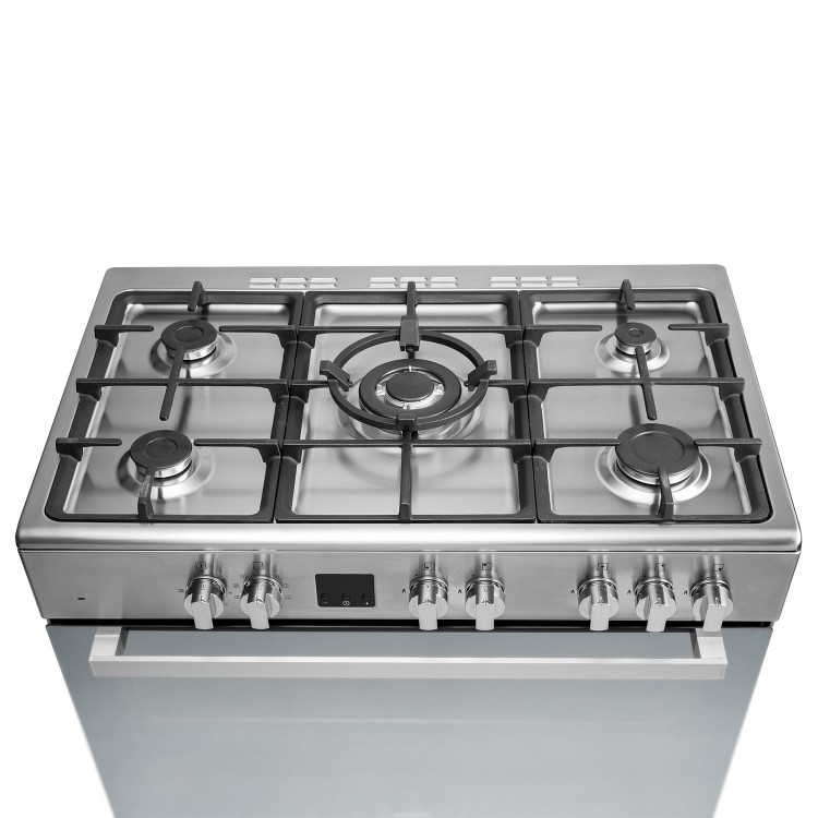 Refurbished electriQ EQRANGE90DFSCMD 90cm Dual Fuel Range Cooker with Mirror Door Finish Stainless Steel