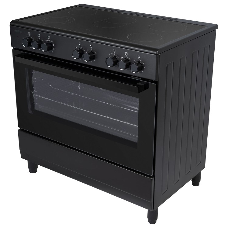 Refurbished electriQ 90cm Single Cavity Range Cooker with Ceramic Hob - Black