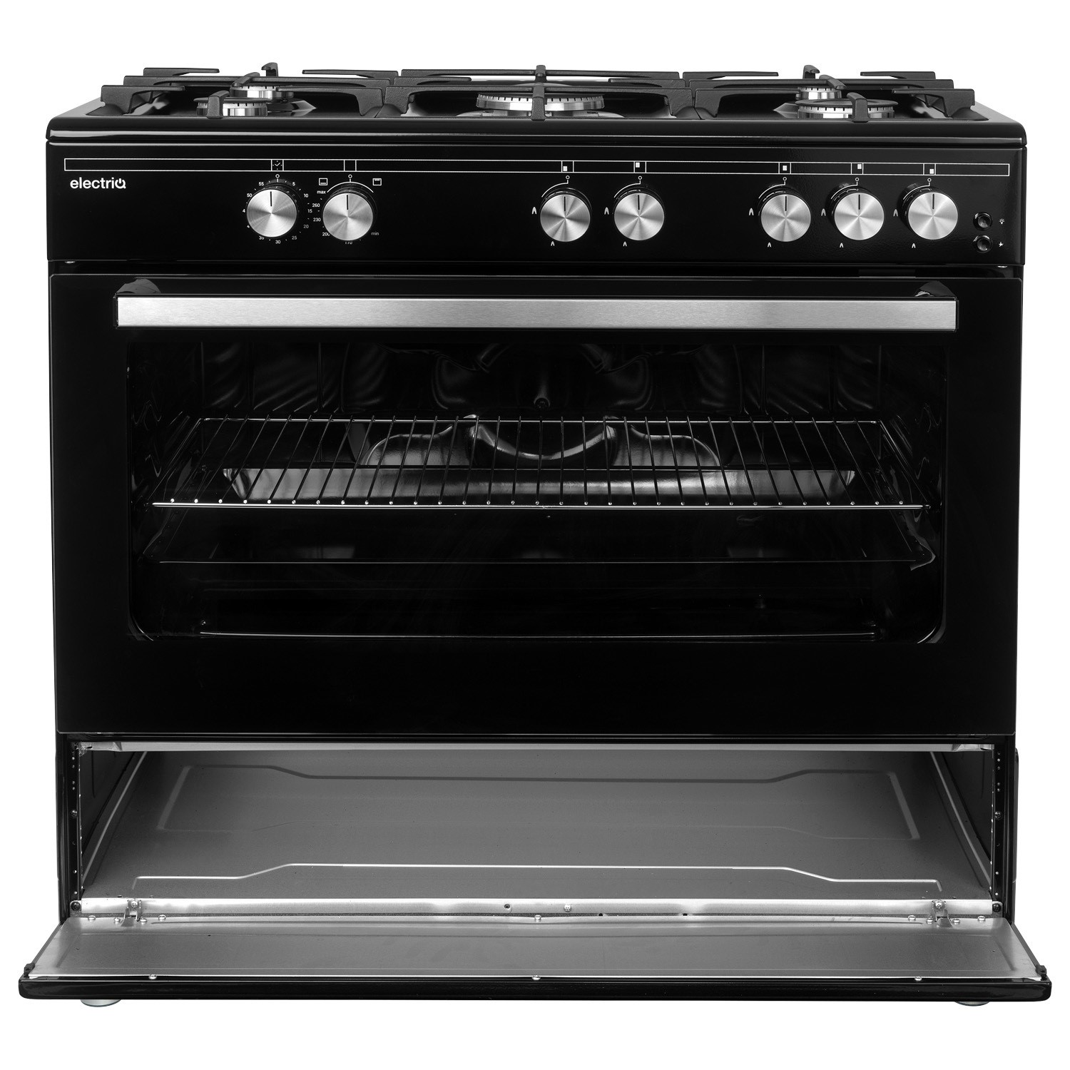 Refurbished electriQ EQRANGE90GASBLACK 90cm Single Oven Gas Range