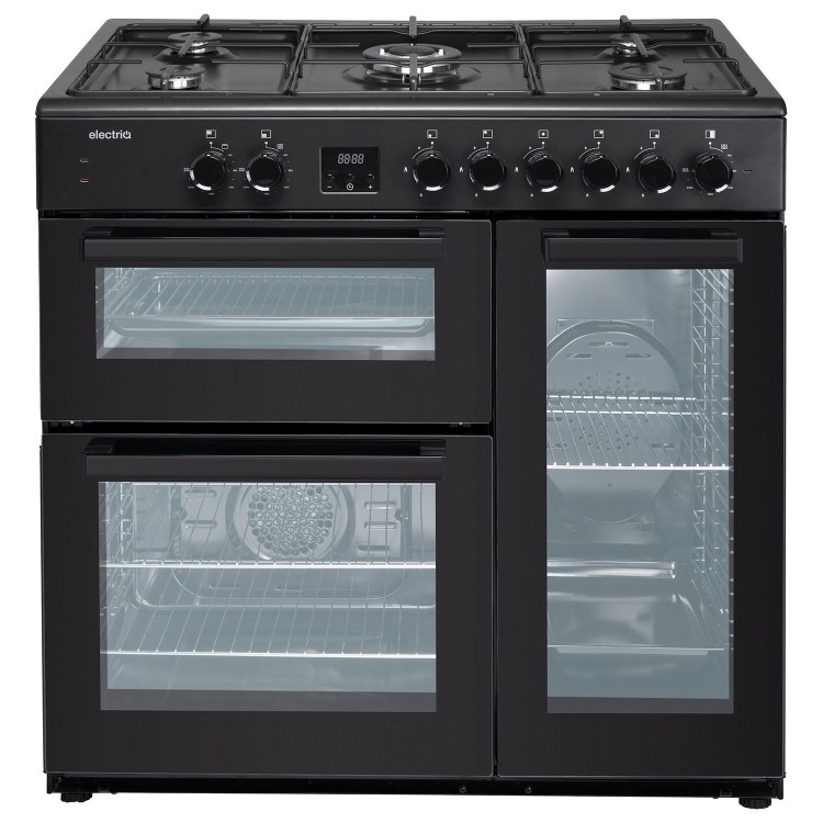 Refurbished electriQ EQRANGE90MDFTRCSS 90cm Triple Cavity Range Cooker Black