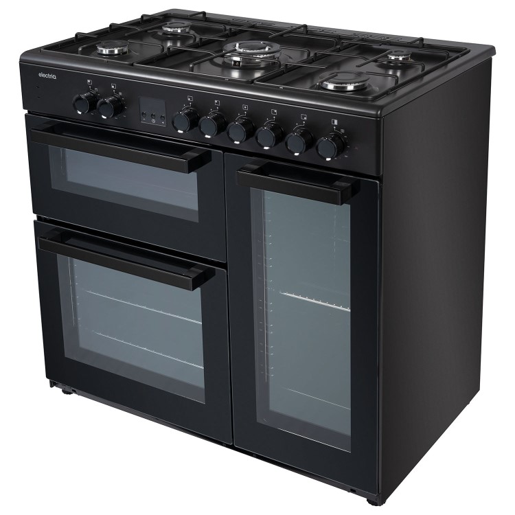 Refurbished electriQ EQRANGE90MDFTRCSS 90cm Triple Cavity Range Cooker Black