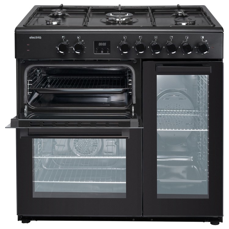 Refurbished electriQ EQRANGE90MDFTRCSS 90cm Triple Cavity Range Cooker Black