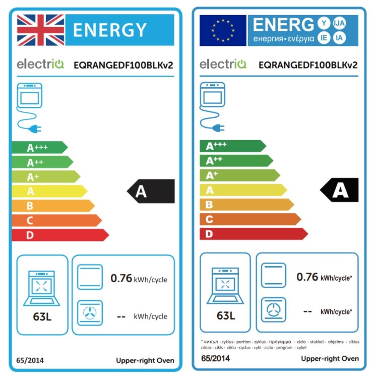 electriQ 100cm Dual Fuel Range Cooker - Black