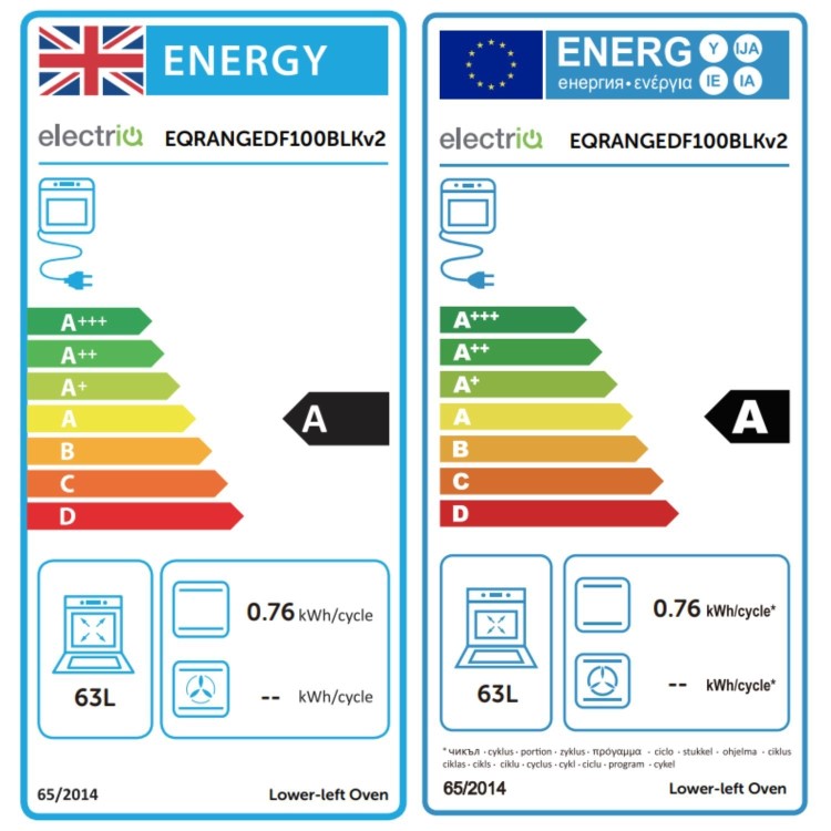 electriQ 100cm Dual Fuel Range Cooker - Black