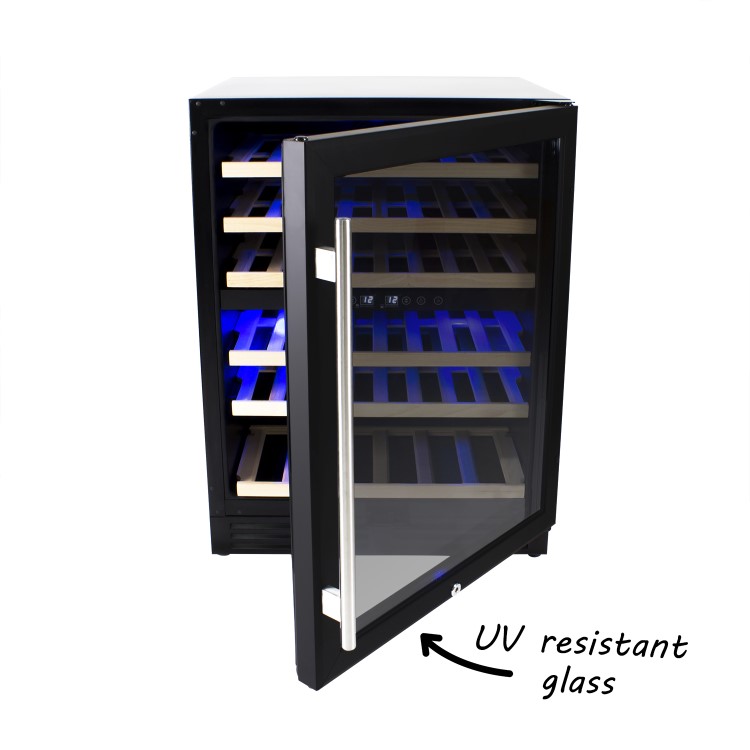 electriQ 60cm Wide 51 Bottle Dual Zone Wine Cooler - Black