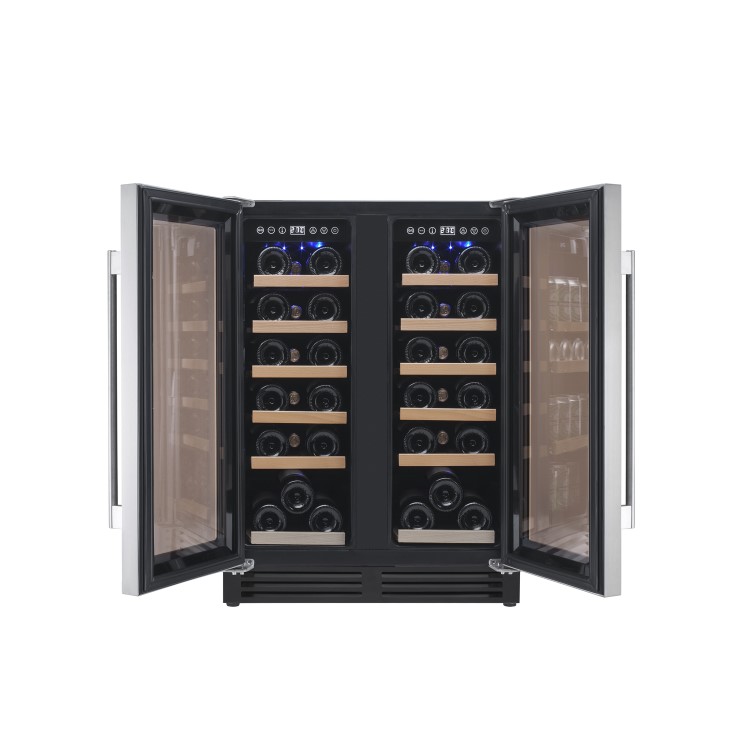 Refurbished electriQ EQWINE60SDD 36 Bottle Full Range Dual Zone Freestanding Wine Cooler Stainless Steel