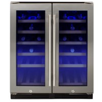 Refurbished electriQ EQWINE60SDD 36 Bottle Full Range Dual Zone Freestanding Wine Cooler Stainless Steel