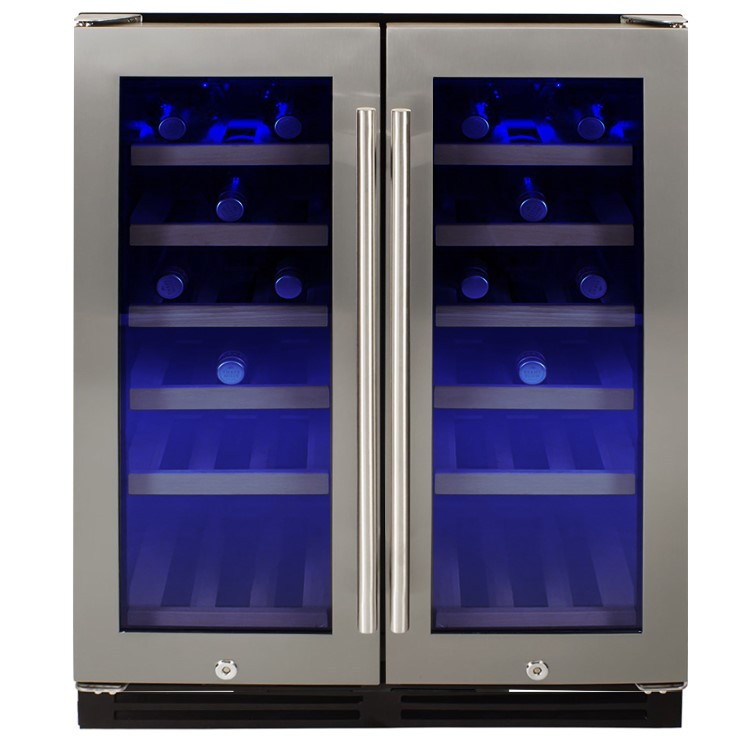Refurbished electriQ EQWINE60SDD 36 Bottle Full Range Dual Zone Freestanding Wine Cooler Stainless Steel