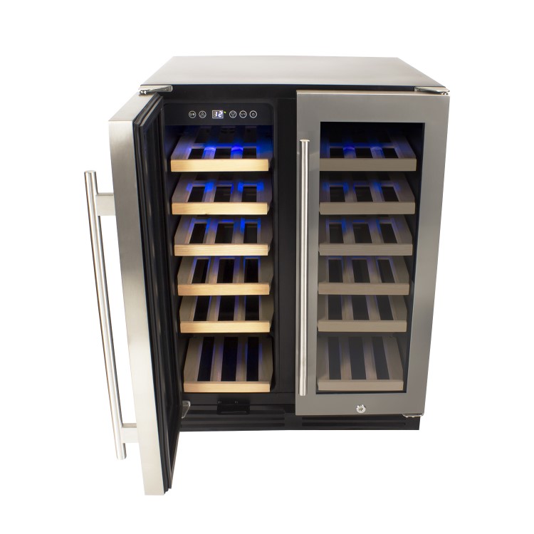 Refurbished electriQ EQWINE60SDD 36 Bottle Full Range Dual Zone Freestanding Wine Cooler Stainless Steel
