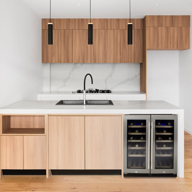 Refurbished electriQ EQWINE60SDD 36 Bottle Full Range Dual Zone Freestanding Wine Cooler Stainless Steel