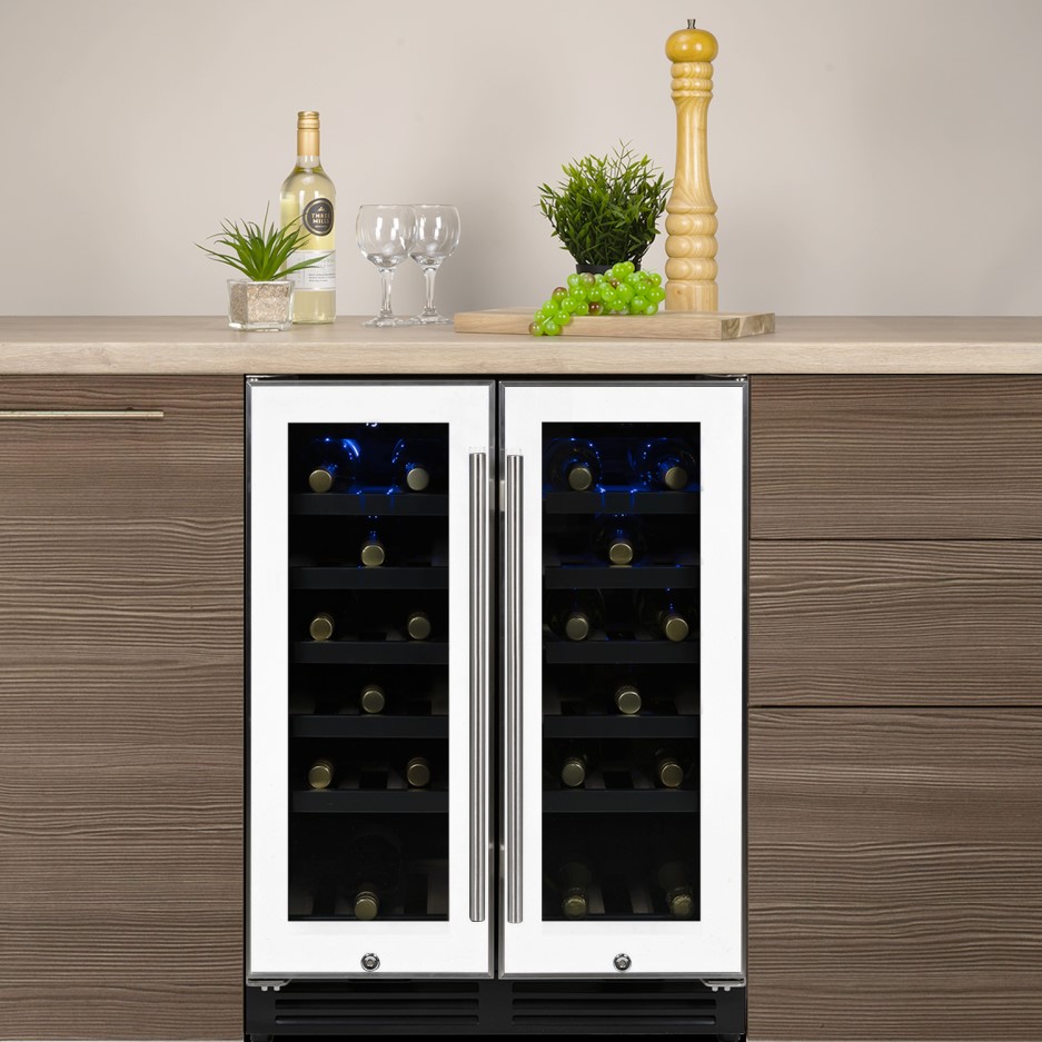 electriQ 36 Bottle Freestanding Under Counter Wine Cooler Full Dual Zone 60cm Wide 82cm Tall