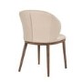 Set of 2 Beige Real Leather Dining Chairs with Walnut Legs - Eren