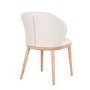 Set of 2 Cream Real Leather Dining Chairs with Oak Legs - Eren
