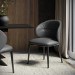 Grey Real Leather Dining Chair with Black Legs - Eren