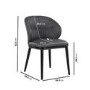 Set of 2 Charcoal Real Leather Dining Chairs with Black Legs - Eren