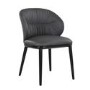 Set of 2 Charcoal Real Leather Dining Chairs with Black Legs - Eren