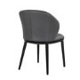 Set of 2 Charcoal Real Leather Dining Chairs with Black Legs - Eren