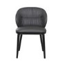Set of 2 Charcoal Real Leather Dining Chairs with Black Legs - Eren