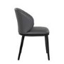 Set of 2 Charcoal Real Leather Dining Chairs with Black Legs - Eren