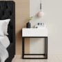 Black and White Gloss Patterned Bedside Table with Drawer - Erin