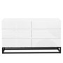 Wide White Gloss Patterned Chest of 6 Drawers with Legs - Erin 