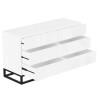Wide White Gloss Patterned Chest of 6 Drawers with Legs - Erin 