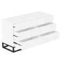 Wide White Gloss Patterned Chest of 6 Drawers with Legs - Erin 