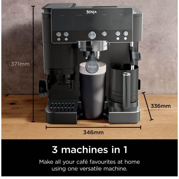 Ninja ES601UKBK Luxe Café Premier – 3-in-1 Bean-to-Cup Espresso Machine with Integrated Grinder & Milk Frother