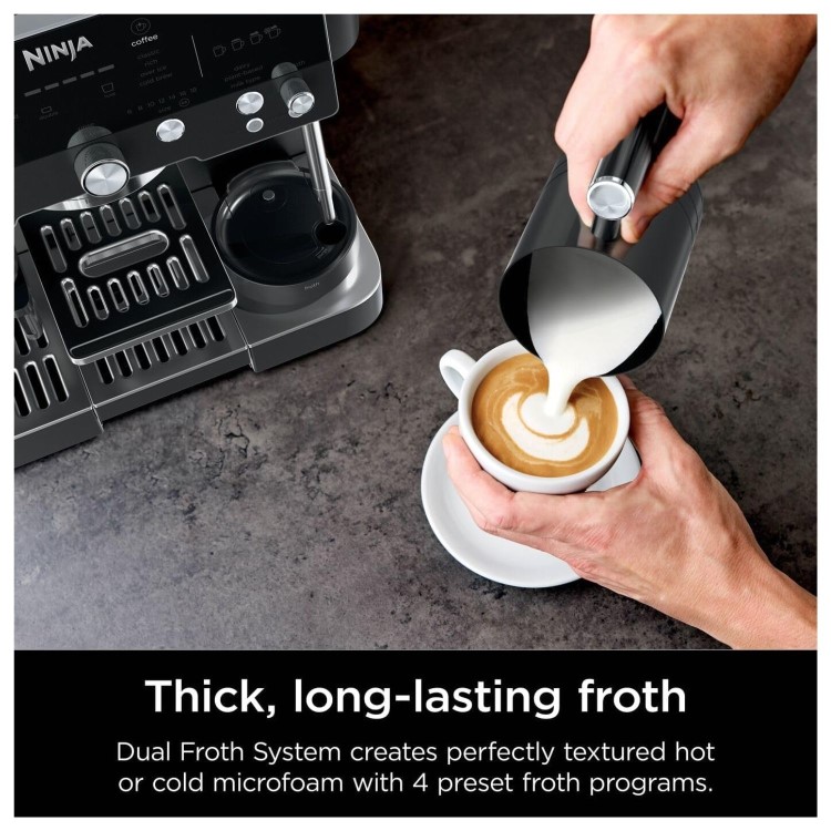 Ninja ES601UKBK Luxe Café Premier – 3-in-1 Bean-to-Cup Espresso Machine with Integrated Grinder & Milk Frother