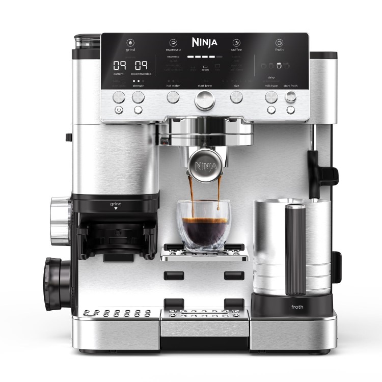 Ninja Luxe Cafe Premier Manual Espresso Freestanding Coffee Machine with Milk Frother - Black & Silver