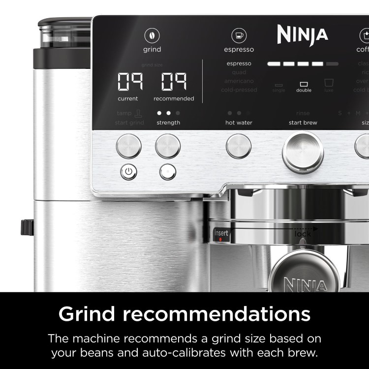 Ninja Luxe Cafe Premier Manual Espresso Freestanding Coffee Machine with Milk Frother - Black & Silver