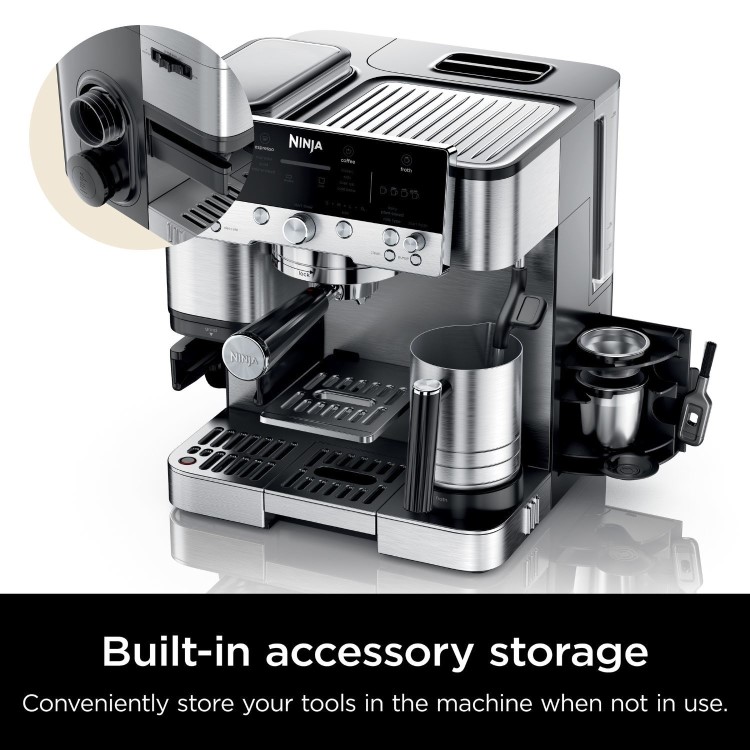 Ninja Luxe Cafe Premier Manual Espresso Freestanding Coffee Machine with Milk Frother - Black & Silver