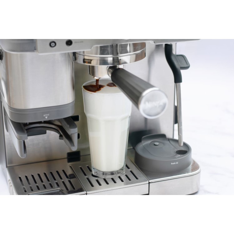 Ninja Luxe Cafe Premier Manual Espresso Freestanding Coffee Machine with Milk Frother - Black & Silver
