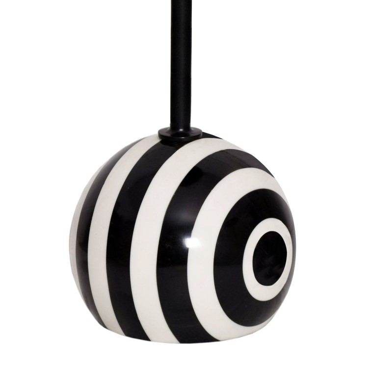 Small Round Black and White Stripe Ball Side Table - Elsa