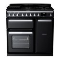 ESDL90DFPGBL/CM1 Rangemaster Estel Deluxe 90cm Dual Fuel Range Cooker - Gloss Black + Chrome