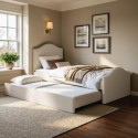 ESE001 Cream Upholstered Single Guest Bed with Trundle - Elsie