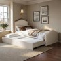 Cream Upholstered Single Guest Bed with Trundle - Elsie
