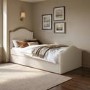 Cream Upholstered Single Guest Bed with Trundle - Elsie