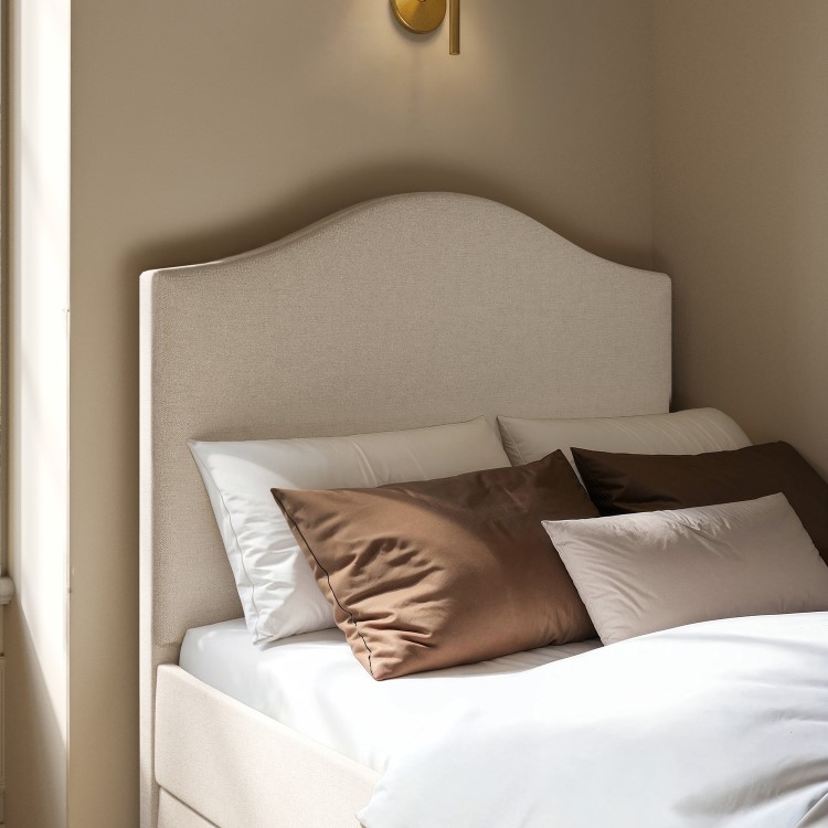 Cream Upholstered Single Guest Bed with Trundle - Elsie