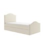 Cream Upholstered Single Guest Bed with Trundle - Elsie