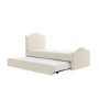 Cream Upholstered Single Guest Bed with Trundle - Elsie