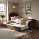 ESE002 Brown Velvet Single Guest Bed with Trundle - Elsie