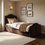 Brown Velvet Single Guest Bed with Trundle - Elsie