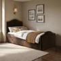 Brown Upholstered Single Guest Bed with Trundle - Elsie
