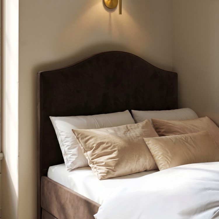 Brown Upholstered Single Guest Bed with Trundle - Elsie
